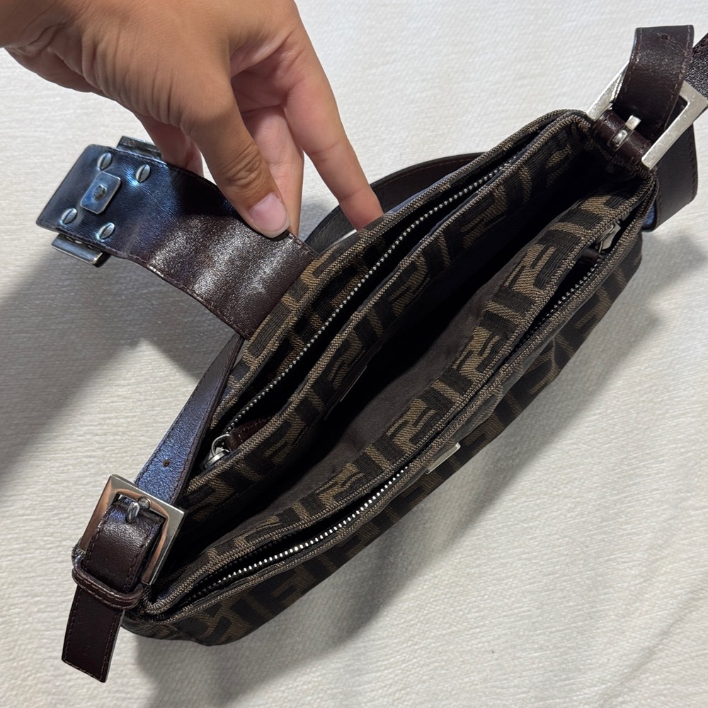 Fendi Dark Brown FF Monogram Shoulder Bag - Picture 6 of 10